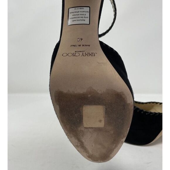 JIMMY CHOO Daphne Platform Heels Women 40 Ankle Strap Black Suede Leather - Picture 12 of 14